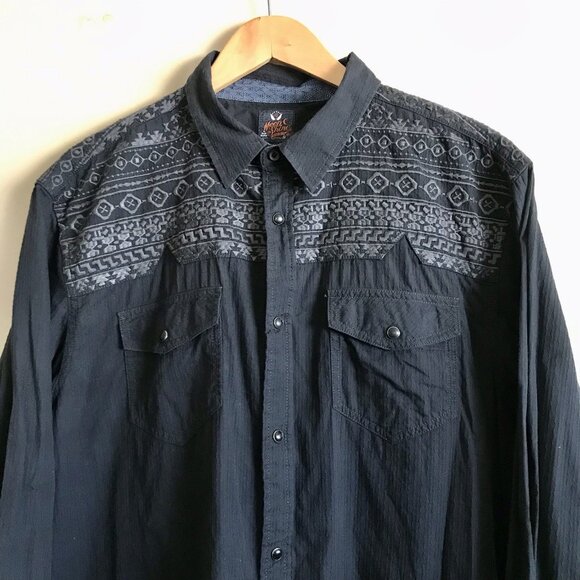 Moon Shine Spirit Embroidered Pearl Snap Shirt‎ Men Size XL Western Button Up - Picture 3 of 8